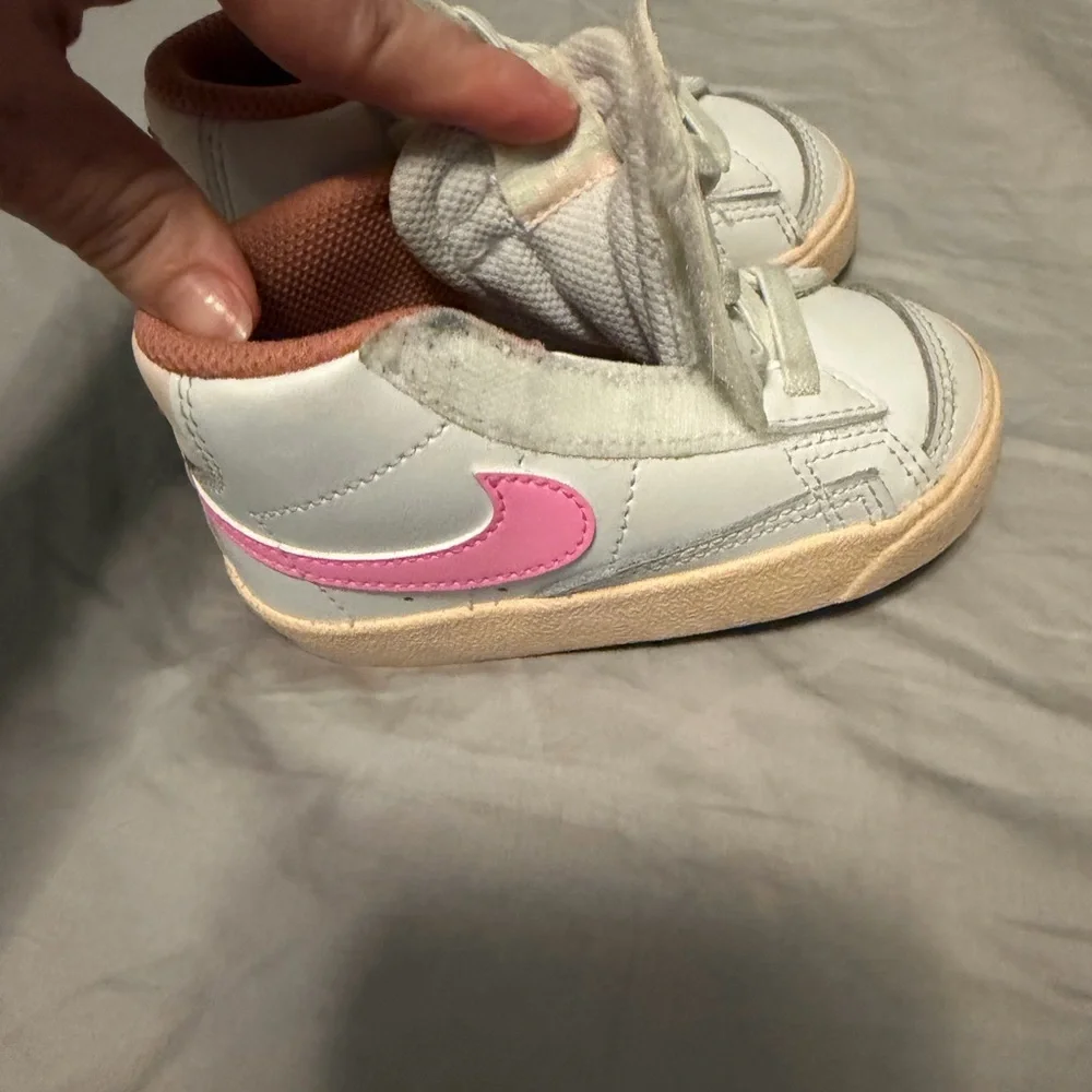 Nike Baby White and Pink High-Top Sneakers